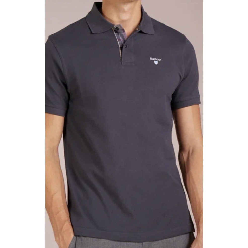 Barbour Tartan Pique Polo Shirt Men's Medium Short Sleeve Plaid Trim